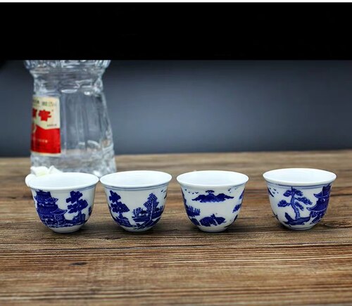 景德镇青花瓷中式仿古盅舞蹈10个