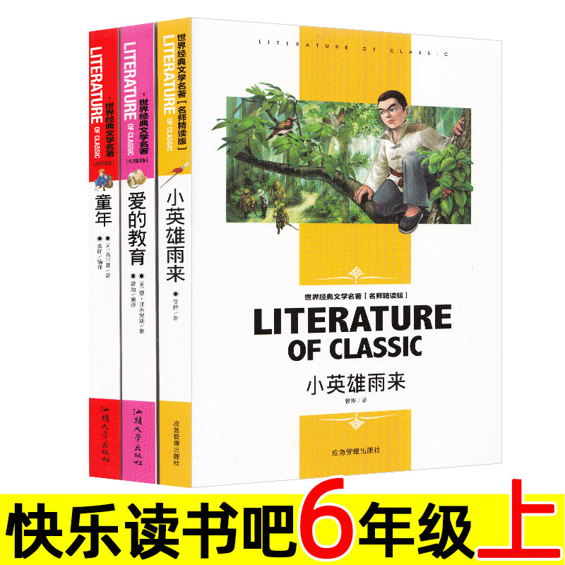 童年爱的教育小英雄雨来6六年级上册必读课外书全套3本正版高尔基名师精读版快乐读书吧语文老师推荐小学生阅读物故事书籍课本同步