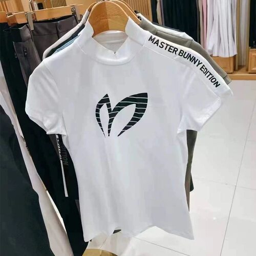 修身圆领高尔夫女短袖舒适透气户外运动吸湿排汗速干百搭双耳T恤