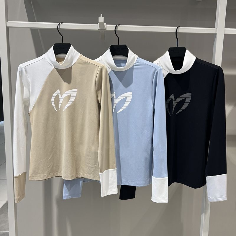 韩国新品高尔夫女款服装女士上衣运动休闲速干球衣高领长袖打底衫