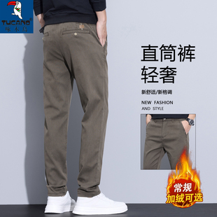 啄木鸟仿牛仔弹力休闲裤秋天长裤秋冬长裤男士厚款加绒加厚保暖