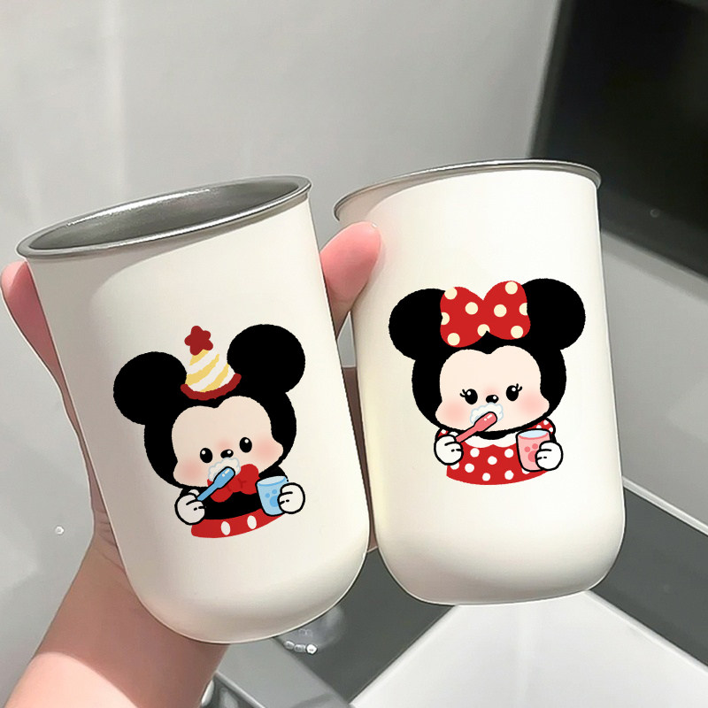 高颜值洗漱杯304不锈钢牙缸情侣米奇米妮漱口水杯学生宿舍刷牙杯