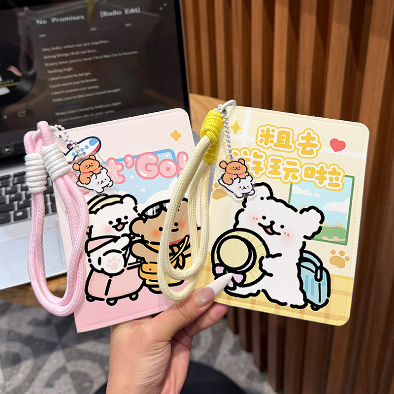 线条狗护照保护套登机牌护照卡包便携旅行证件套收纳小包可爱卡通