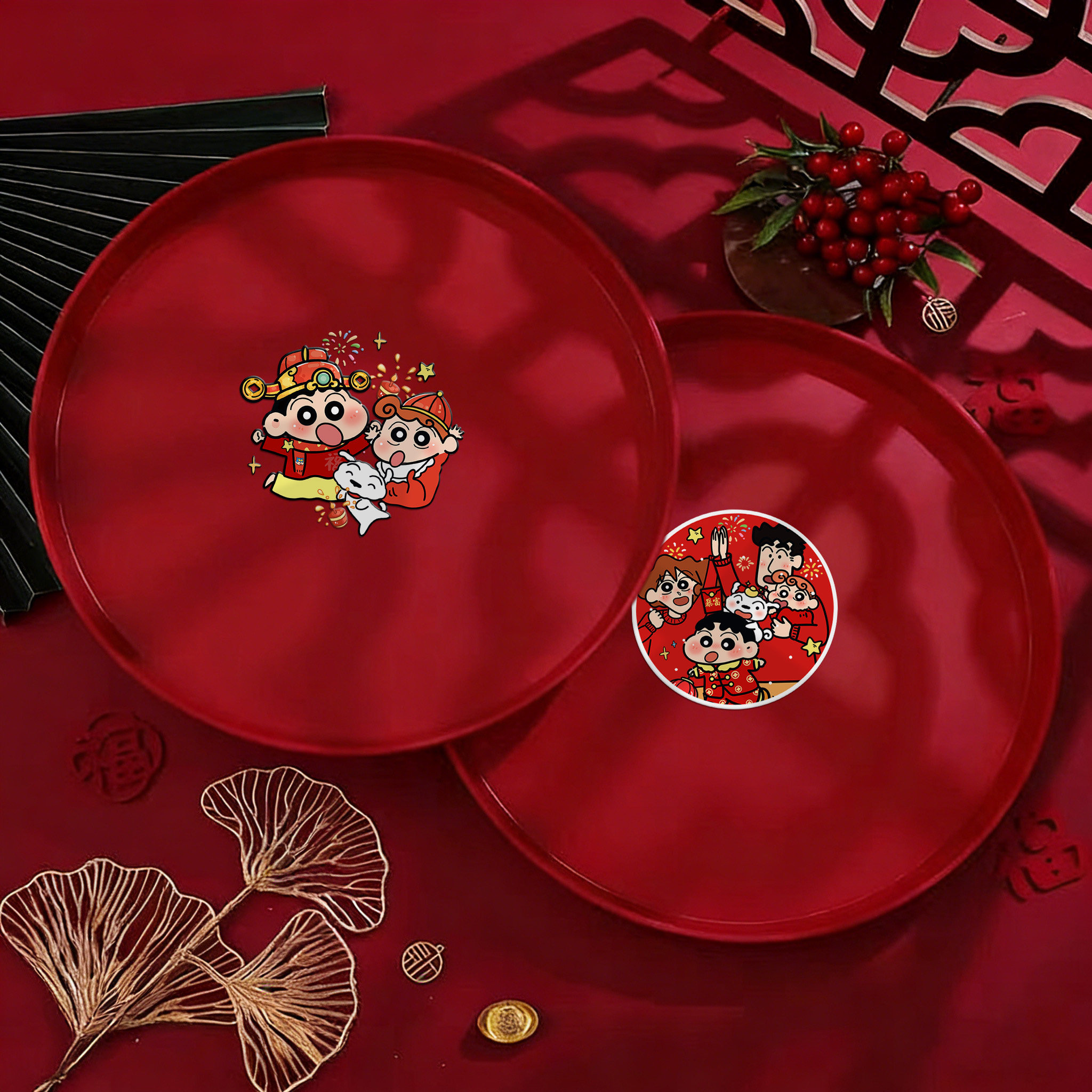 2026马年新款春节卡通托盘果盘圆盘塑料红色水果方托盘红盘新年,餐饮具,餐用托盘,淘宝优惠券,粉丝福利购,淘宝优惠卷