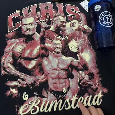 GYMSHARK联名克里斯健美造型运动宽松短袖T恤男女健身美式五分袖