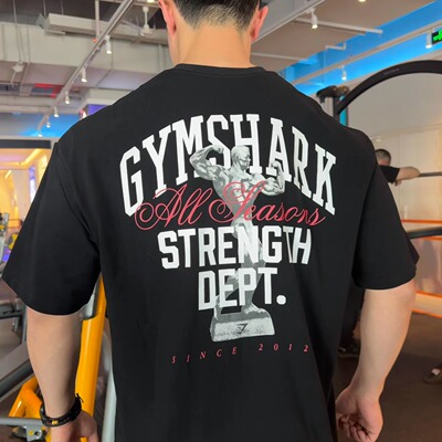 鲨鱼健美造型全棉宽松五分袖短袖