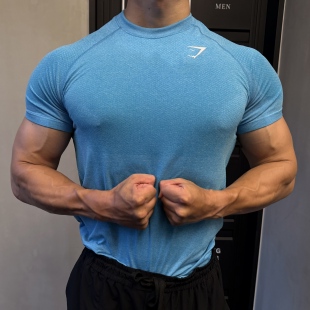 GYMSHARK鲨鱼Vital健身训练修身短袖T恤男女运动美式无缝透气短袖