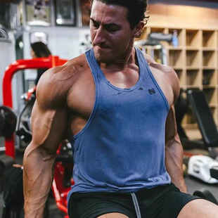 萨迪克健身训练做旧工字破洞背心运动美式透气复古健美背心