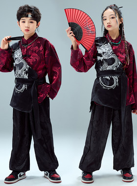 男女童中国风街舞武术腾龙印花酷