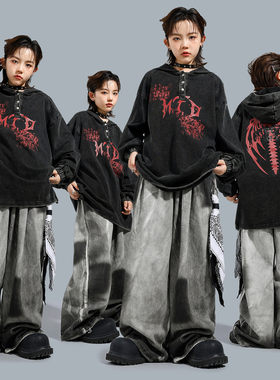 儿童hiphop街舞演出套装连帽上衣