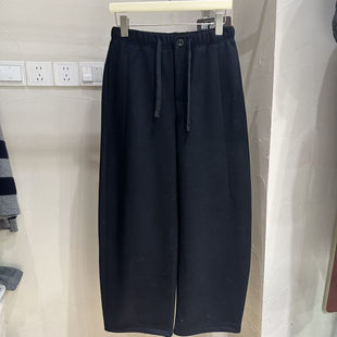 DESIGNER STUDIO欧货绵羊毛磨毛加厚休闲裤女抽绳松紧高腰香蕉裤