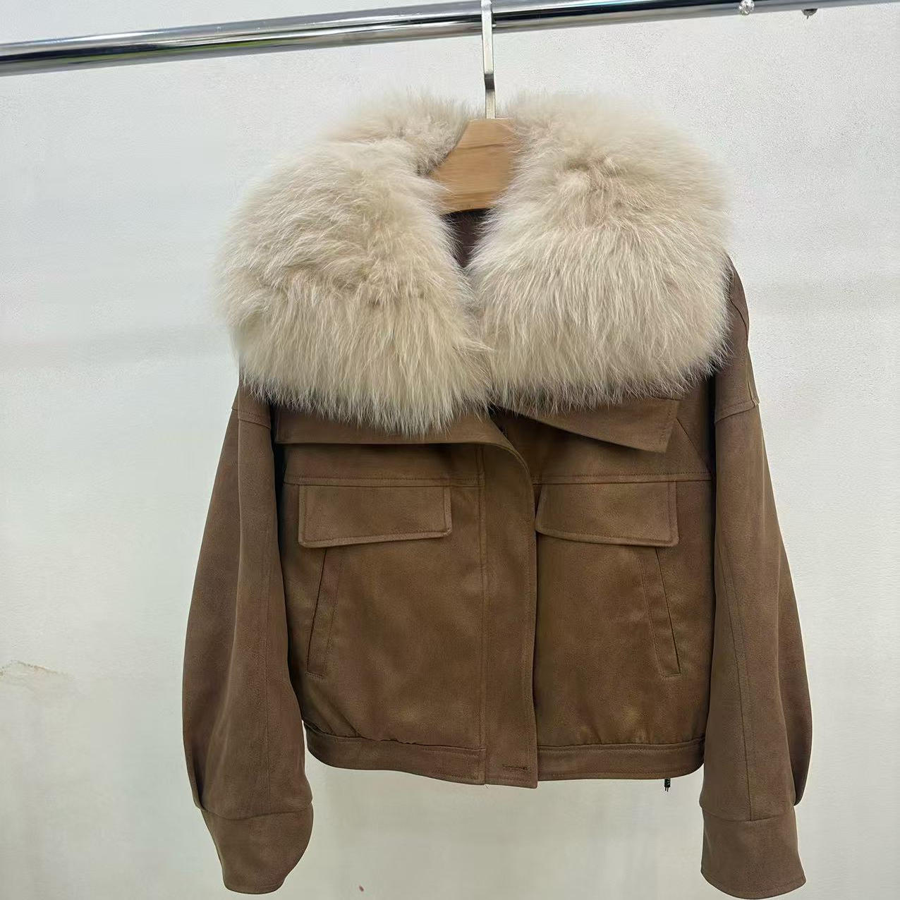 高端欧货狐狸可拆卸羽绒服