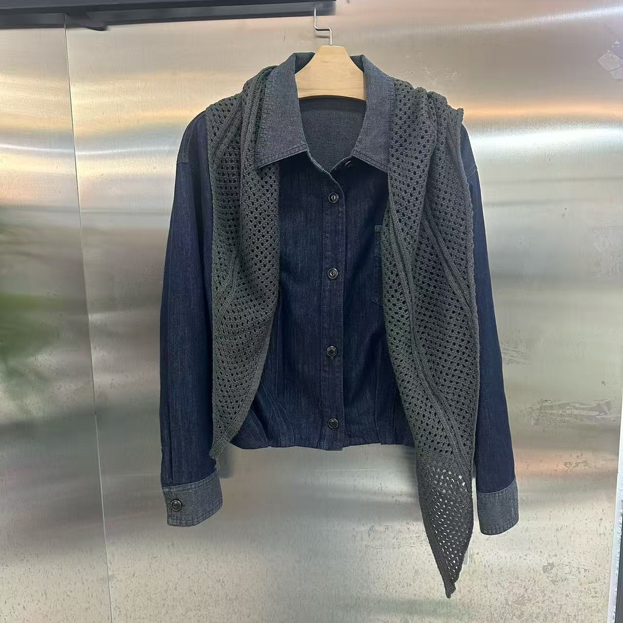 深蓝牛仔衬衫外套女显瘦百搭