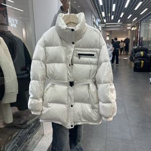 欧货90白鹅绒羽绒服女韩版时尚立领保暖中长款收腰显瘦小个子外套