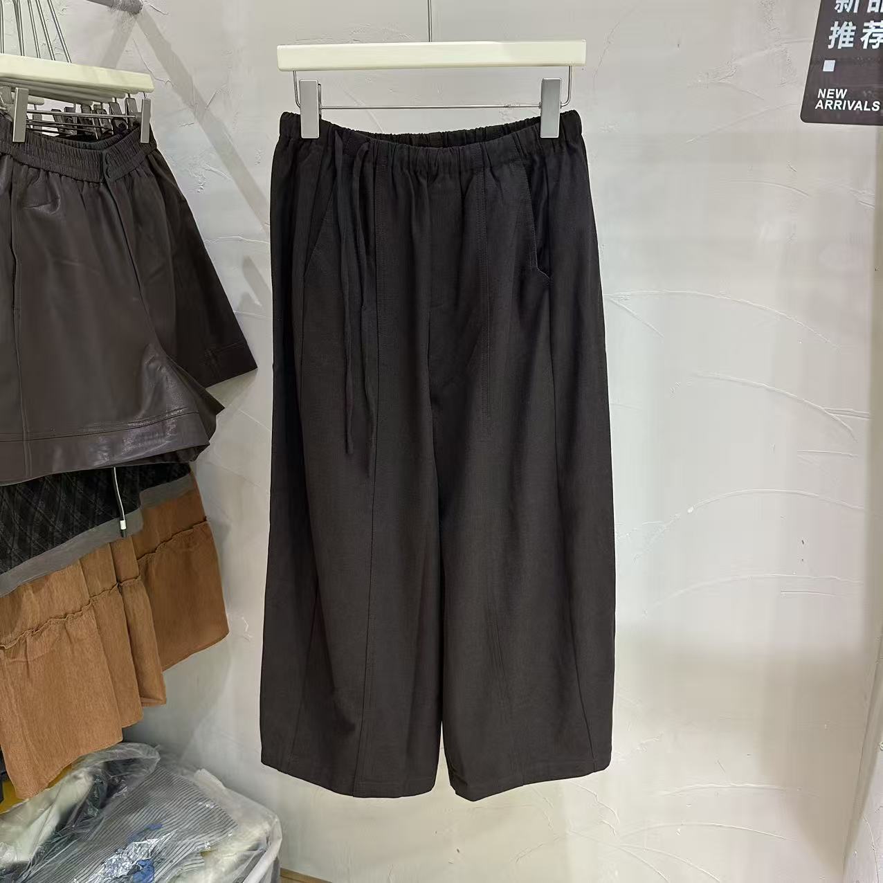 欧货莱赛尔棉高腰显瘦阔腿九分裤
