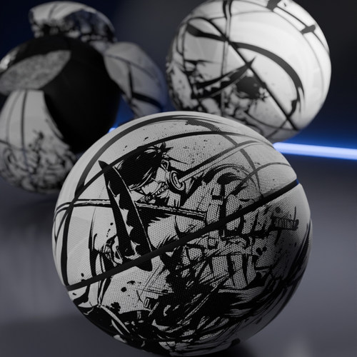 索隆海贼王定制篮球黑白泼墨风超纤维PU耐磨防滑室内外通用