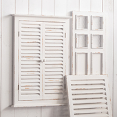 美式 复古做旧实木百叶窗电视背景墙装 饰假窗户网红摄影拍摄道具