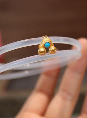 故宫叮当镯女一对玉髓手镯一步一响玛瑙镯子网红爆款冰种细荔枝冻