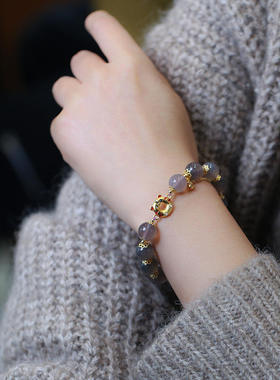 天然烟紫玛瑙流苏手链本命年老虎甜甜圈平安扣手串民族风珠宝饰品