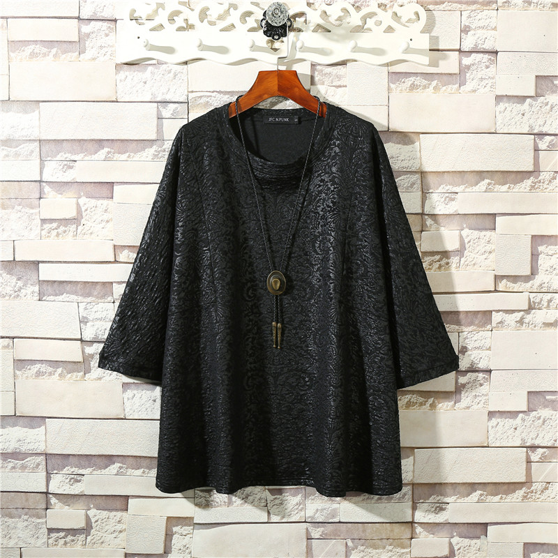 暗黑原宿bf风潮流蝙蝠袖圆领t恤