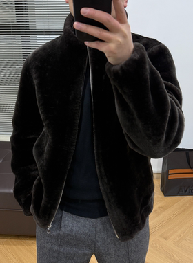 Valmonti男士秋冬鼎奢西班牙美利奴皮毛一体飞行服外套Z25041