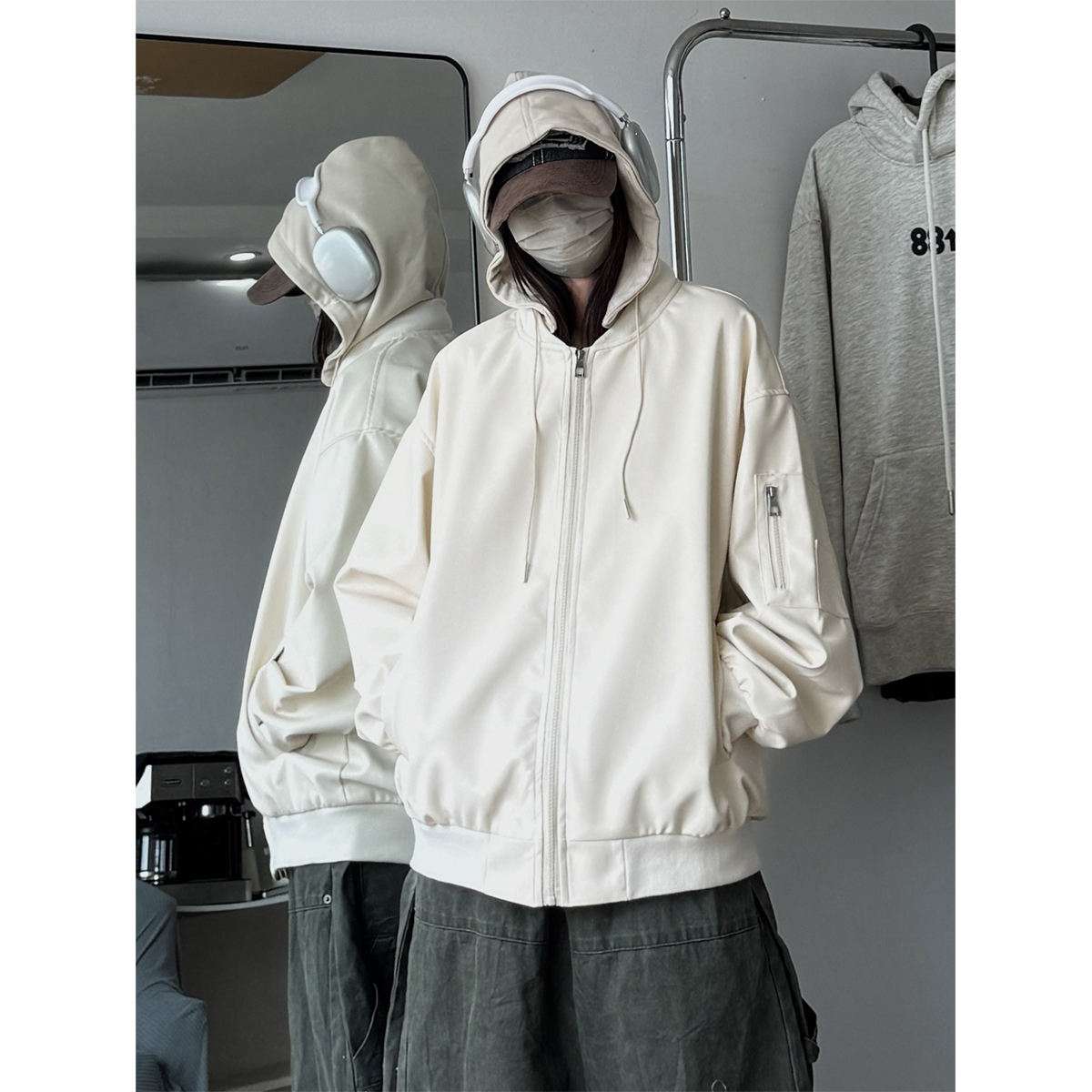 916-966-特P88无差价可脱卸帽秋美式连帽PU皮衣夹克中性M-3XL，男装皮衣，星座916