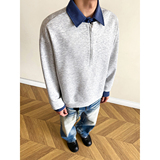 916-W97-特P55无差价现货重磅2026春装新款拼接假两件卫衣美式，男装卫衣，星座916