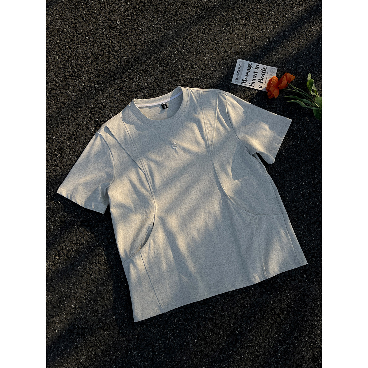 916-T151-特P35重磅夏装两侧真口袋美式短袖T恤港风平铺，男装T恤，星座916