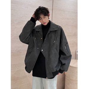 916-961-特P70无差价 春装新款美式大码PU皮衣夹克外套 港风M-5XL，男装夹克，星座916