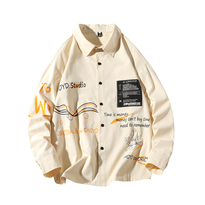 916-C12-P50棉2025秋装新款宽松大码长袖衬衫男砖墙M-5XL,男装衬衫,星座916