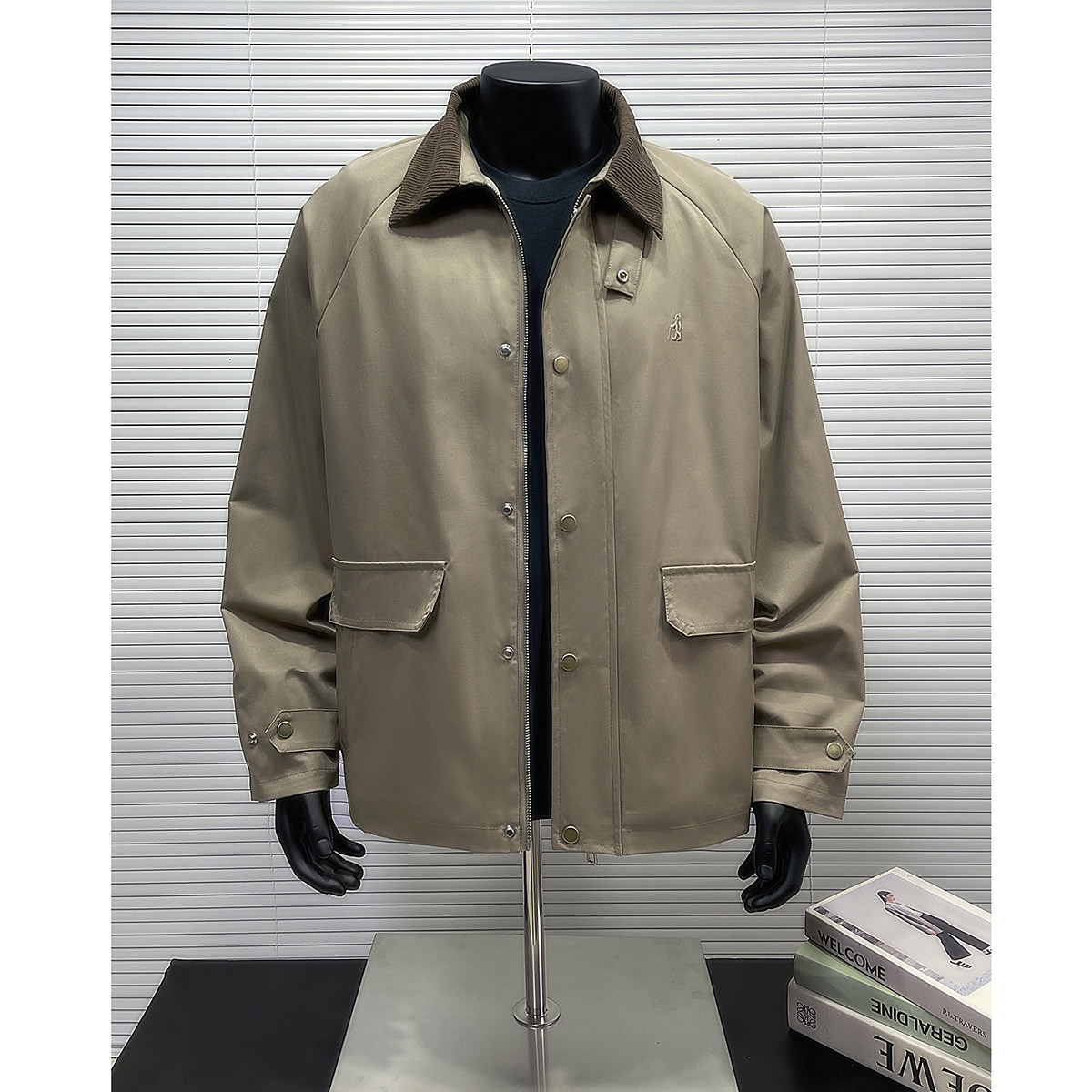 916-968-特P85无差价秋装美式潮设计感工装夹克白底M-3XL，男装夹克，星座916