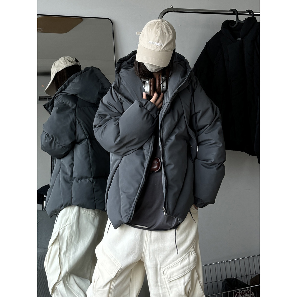 916-965-特P108无差价冬装美式设计感大码连帽棉衣中性M-5XL,男装棉衣,星座916