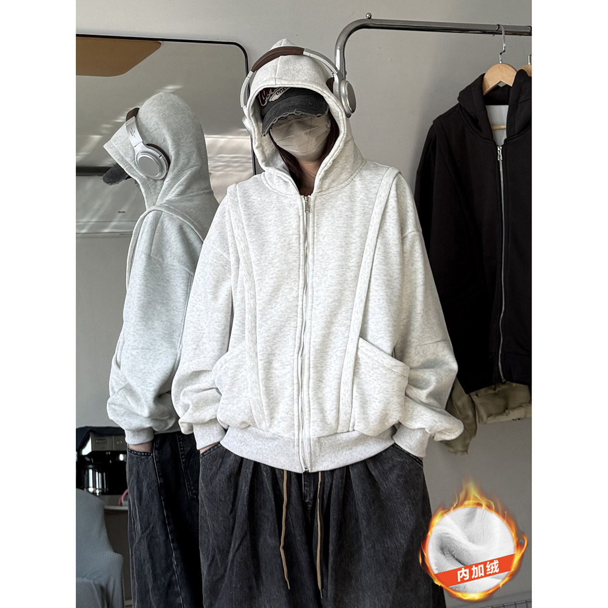 916-W85-特P80无差价抖音得物品质重磅美式连帽加绒卫衣中性,男装卫衣,星座916