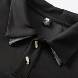 916-T165-特P352026夏装新款高级感双层领polo衫短袖T恤白底，男装T恤，星座916