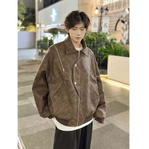 916-961-特P98无差价 秋装新款美式大码PU皮衣夹克外套 港风M-5XL，男装夹克，星座916