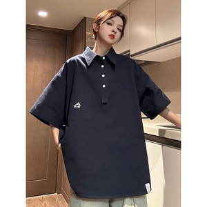 916-C60-P48棉夏装套头大码短袖衬衫中性M-5XL