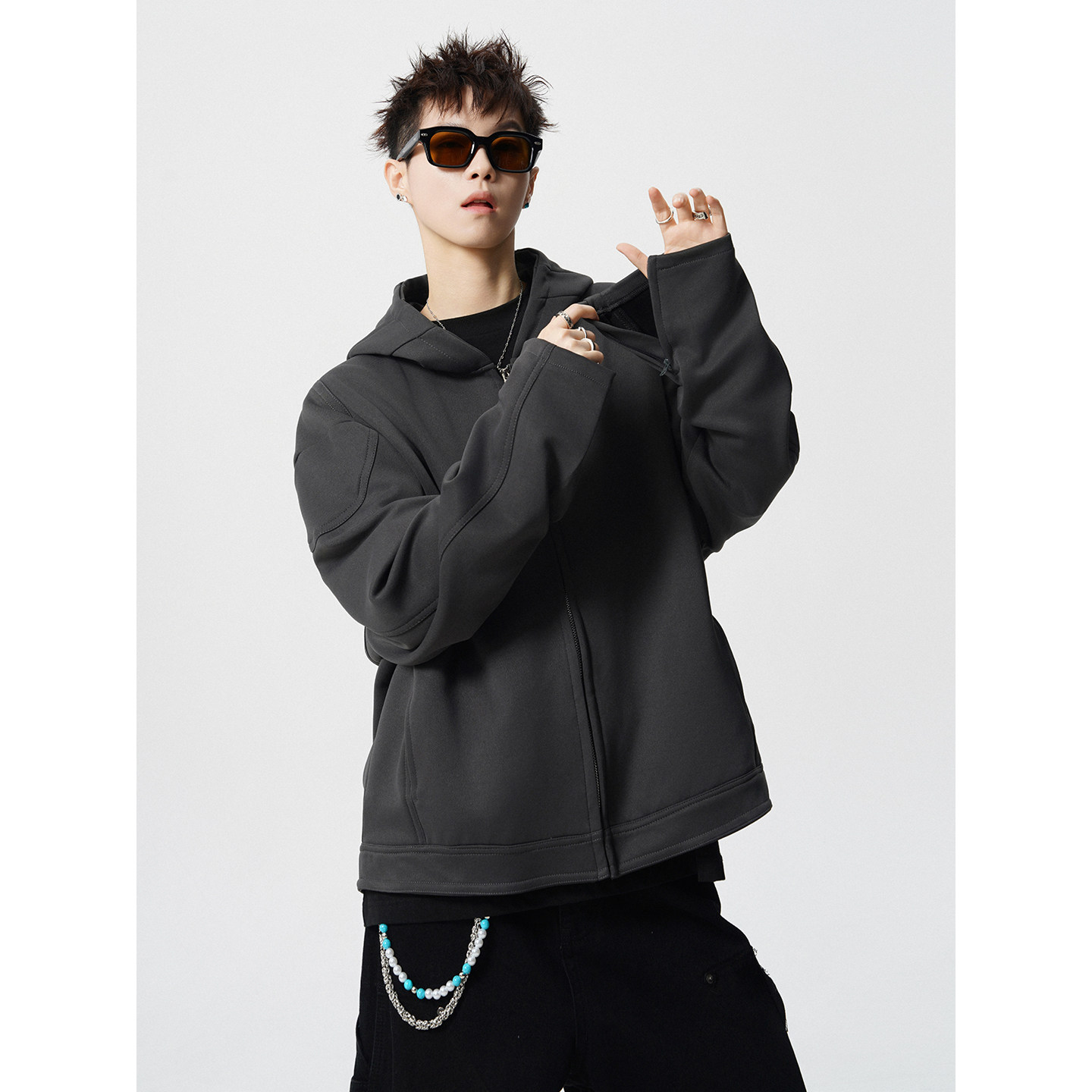 916-W96-特P68加绒W96绒-特P78现货春正肩机车连帽卫衣无影墙,男装工装外套,星座916
