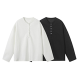 916-W89-特40无差价重磅可二开2025春装亨利领长袖卫衣白底，男装卫衣，星座916