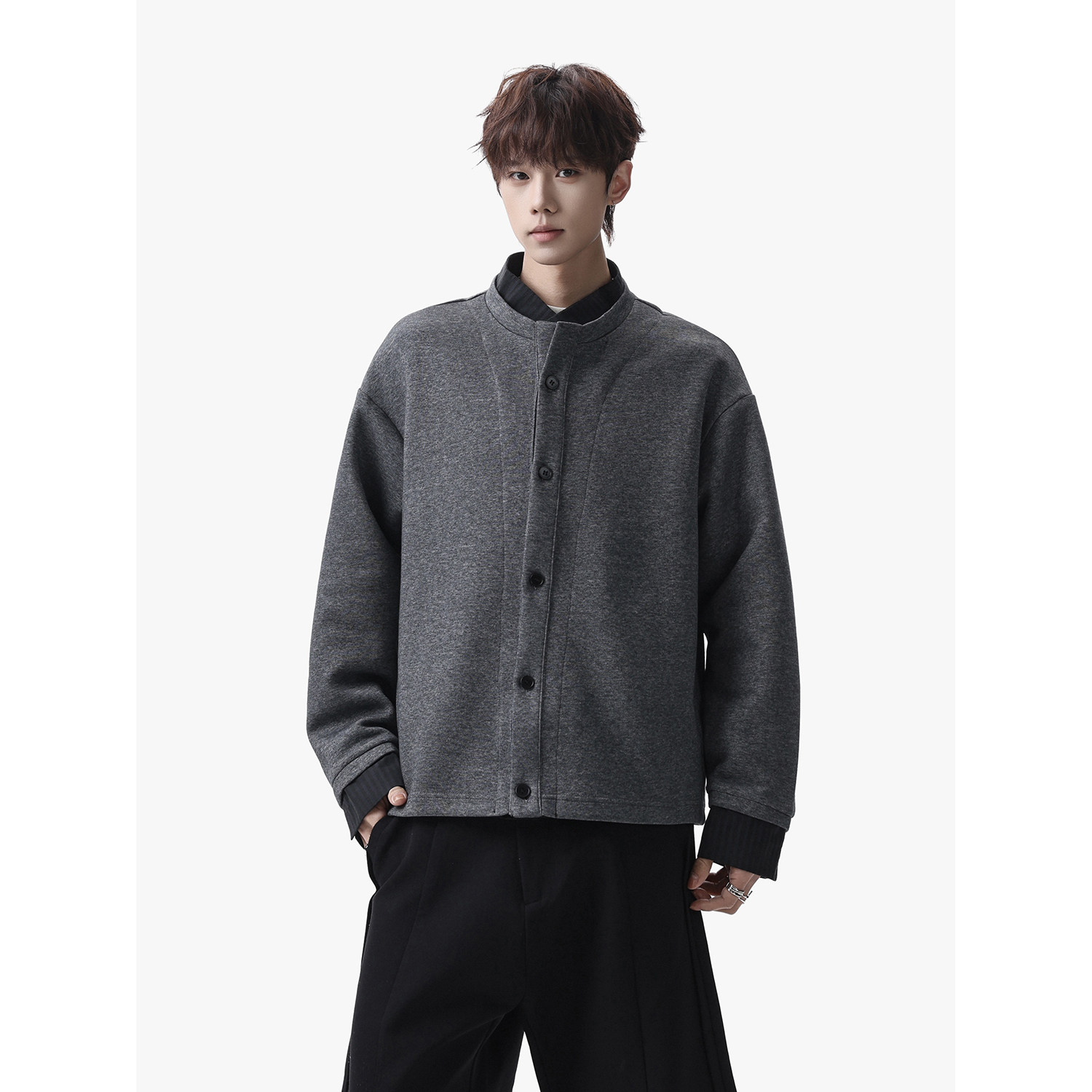 916-W98-特P60无差价重磅2026春装新款假两件开衫卫衣无影墙，男装卫衣，星座916