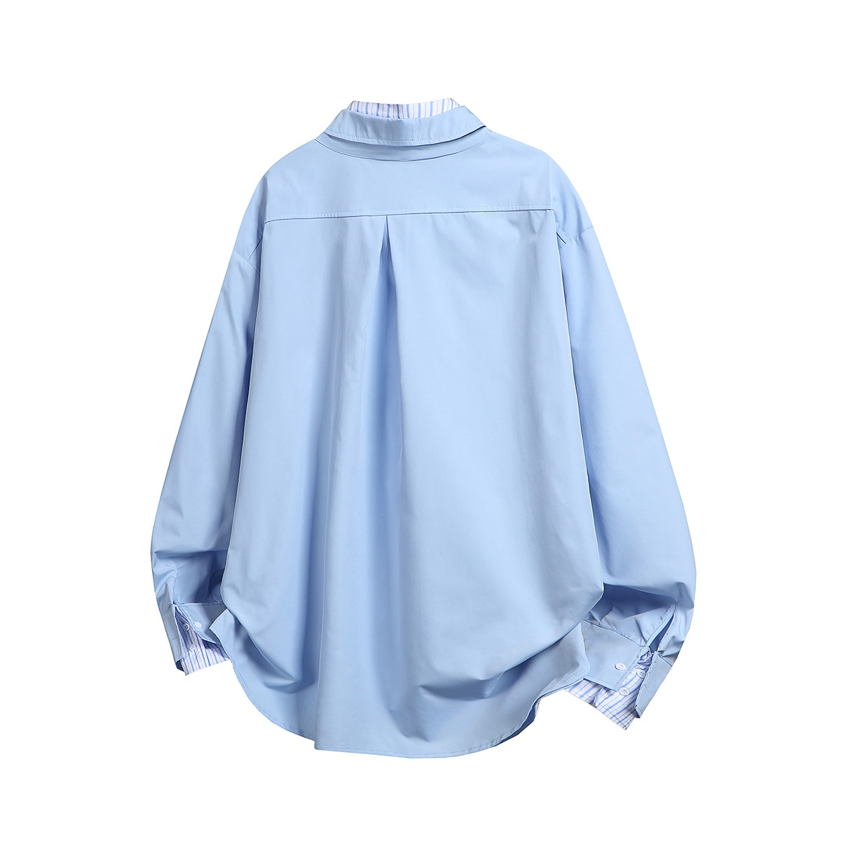 916-C71-特P522025秋装新款假两件休闲长袖衬衫白底S-2XL,男装衬衫,星座916
