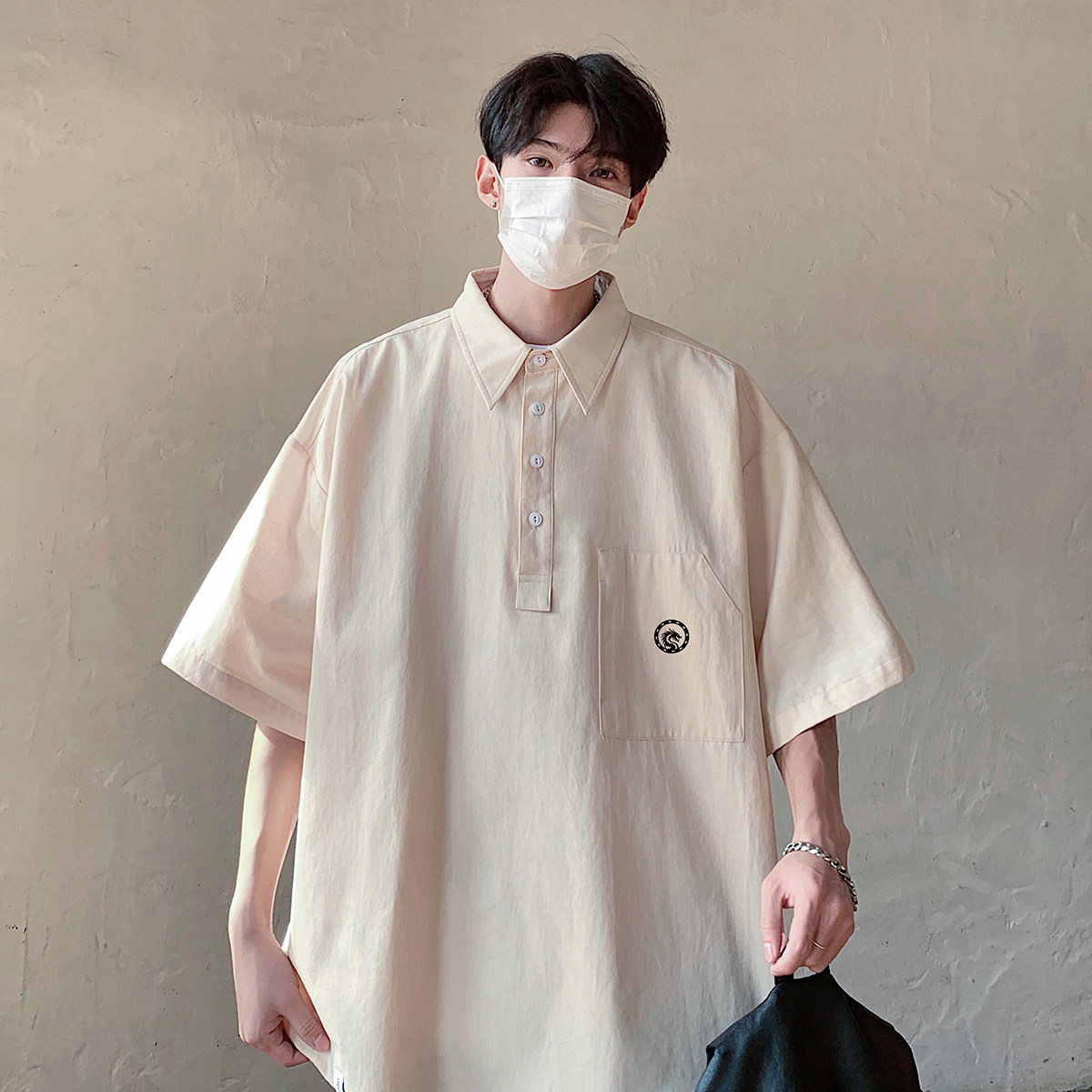 916-C61-P48棉夏季套头大码短袖衬衫港风M-5XL,男装衬衫,星座916