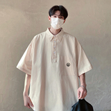 916-C61-P48棉夏季套头大码短袖衬衫港风M-5XL，男装衬衫，星座916