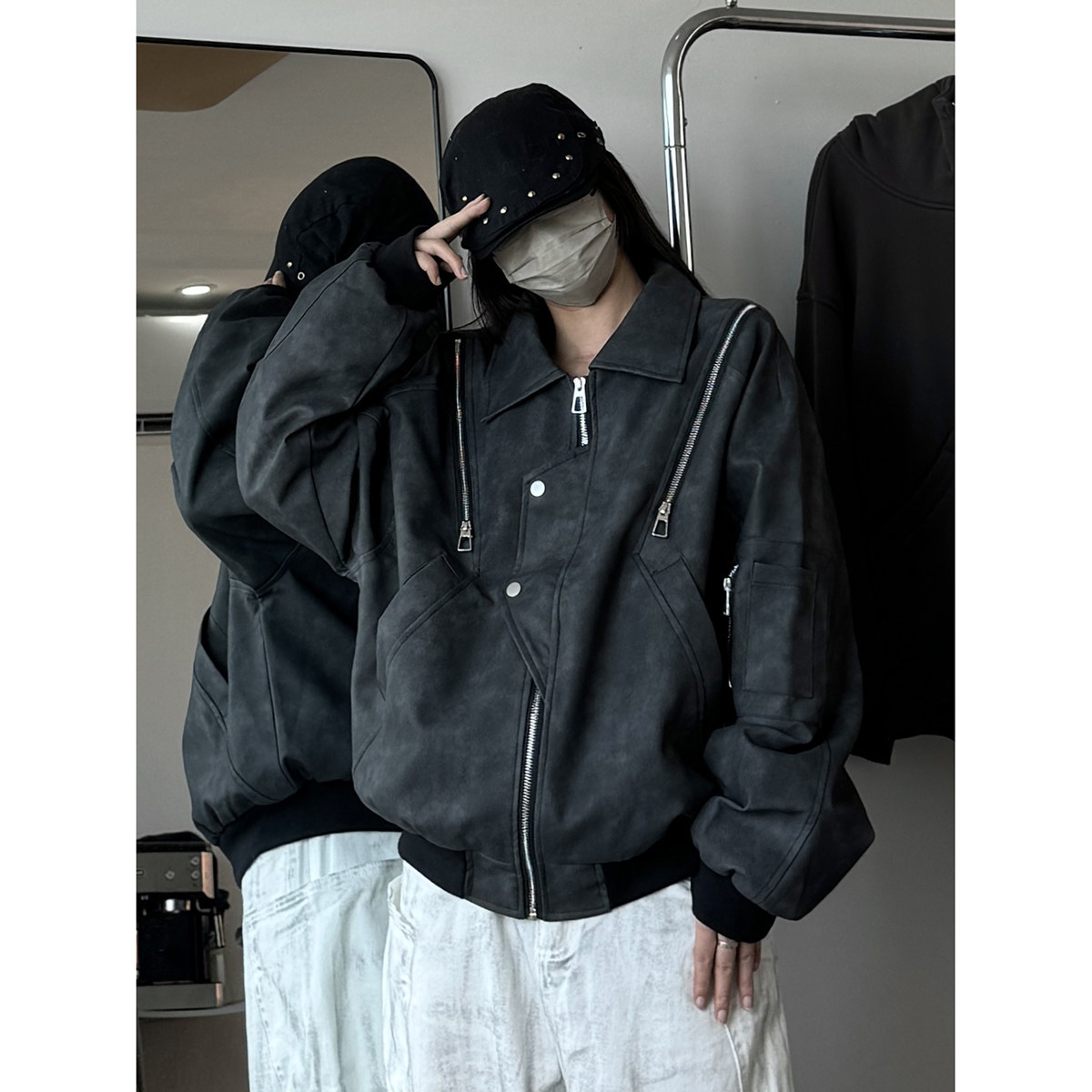 916-961-特P98无差价春装新款美式大码PU皮衣夹克外套中性M-5XL,男装夹克,星座916