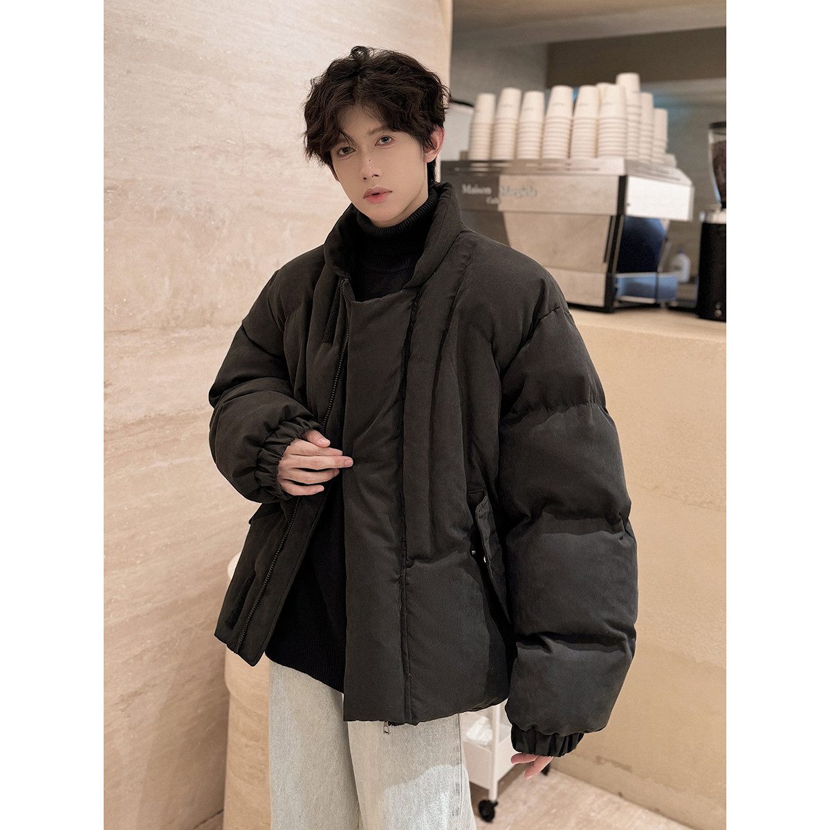 916-967-特P105无差价冬装新款麂皮绒设计感棉衣港风M-3XL，男装棉衣，星座916