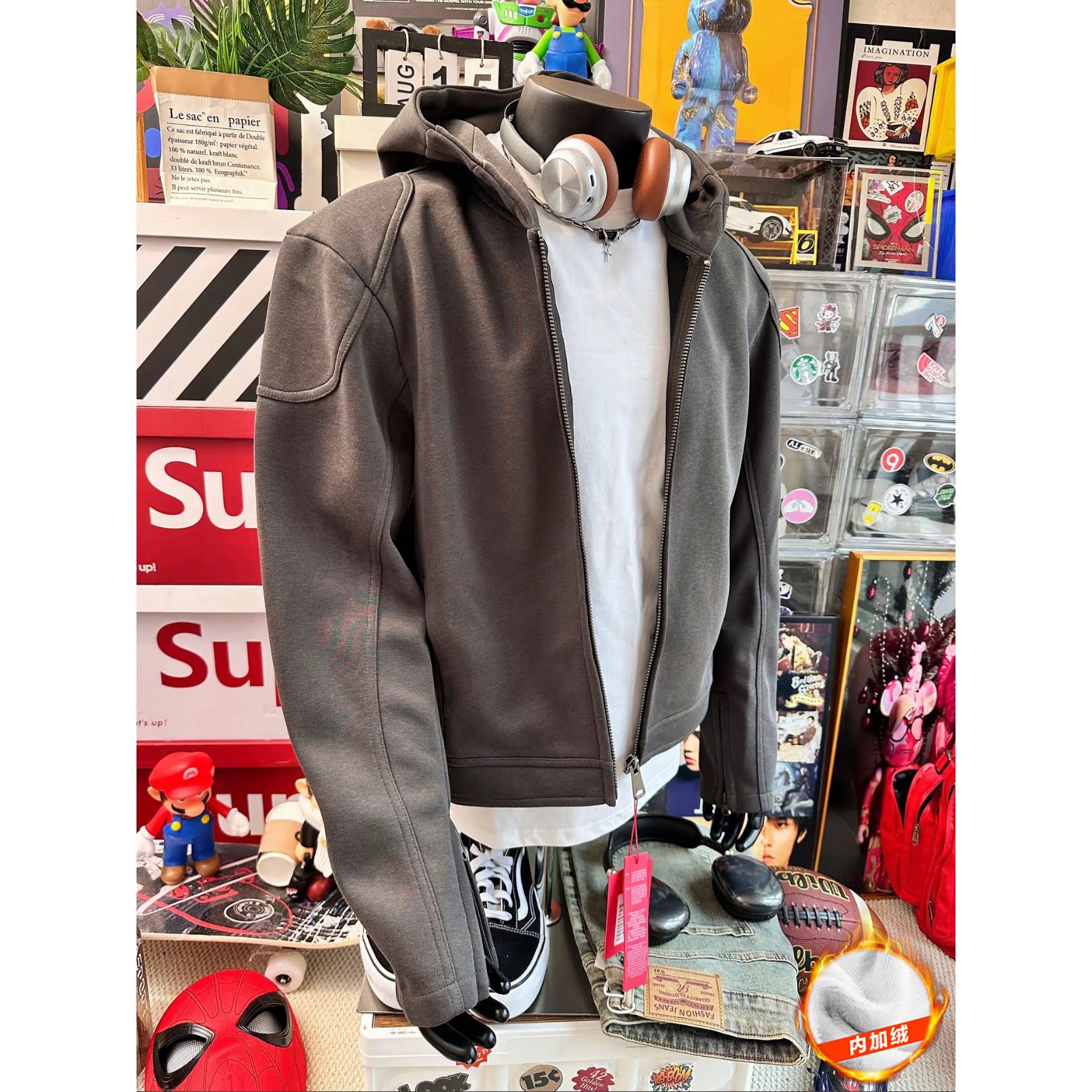 916-W96绒-特P78薄款W96-特P68现货秋冬重磅正肩机车连帽卫衣,男装工装外套,星座916