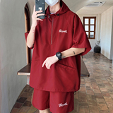 916-955-特P58无差价夏装连帽短袖T恤短裤大码套装港风M-5XL，男装T恤，星座916