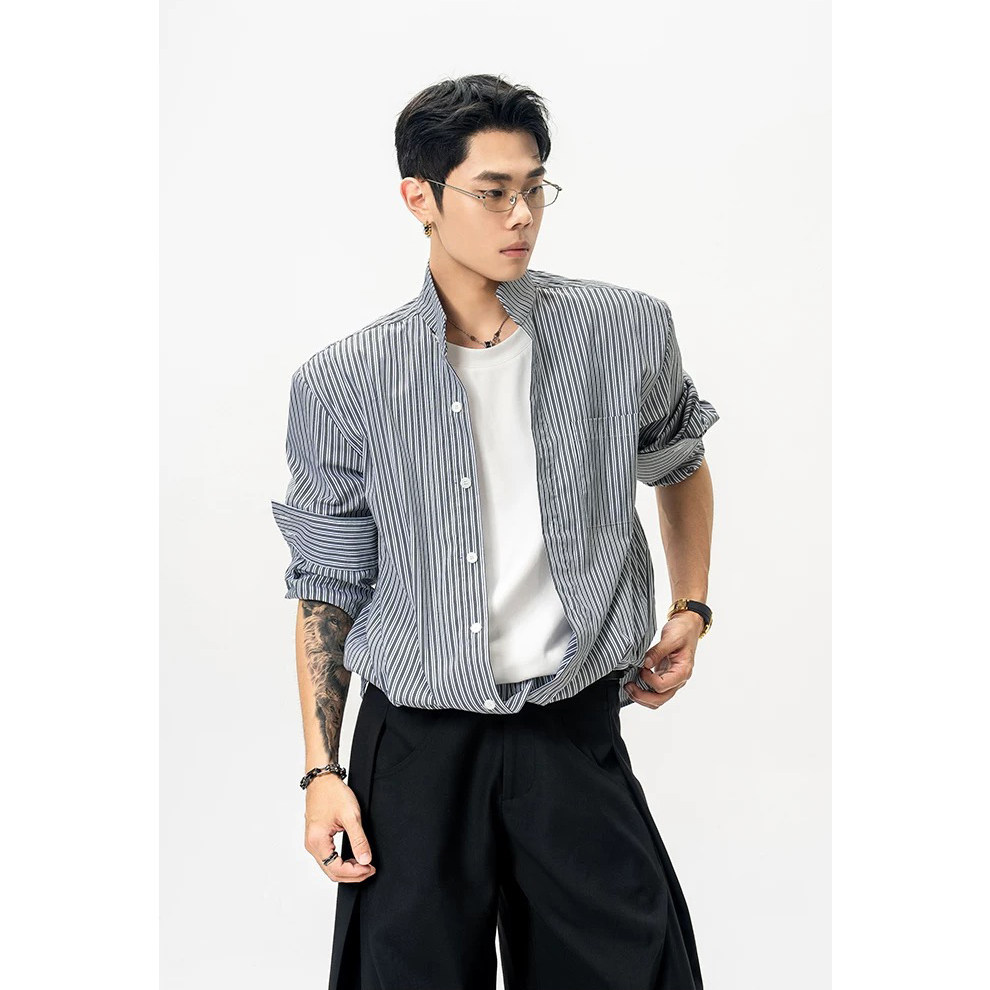 916-W92-特P58无差价现货原版品质假两件垫肩长袖衬衫网图,男装衬衫,星座916