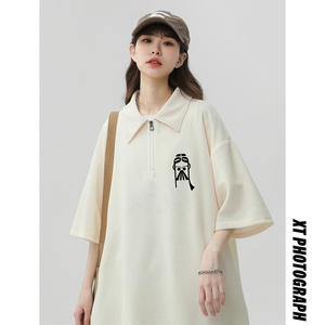 916-T138-P35 新中式 华夫格polo衫大码短袖T恤 中性 M-5XL 控58图片