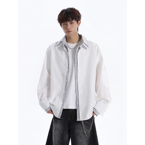 916-C71-特P52无差价 2026春装 假两件休闲长袖衬衫 无影墙 S-2XL，男装衬衫，星座916