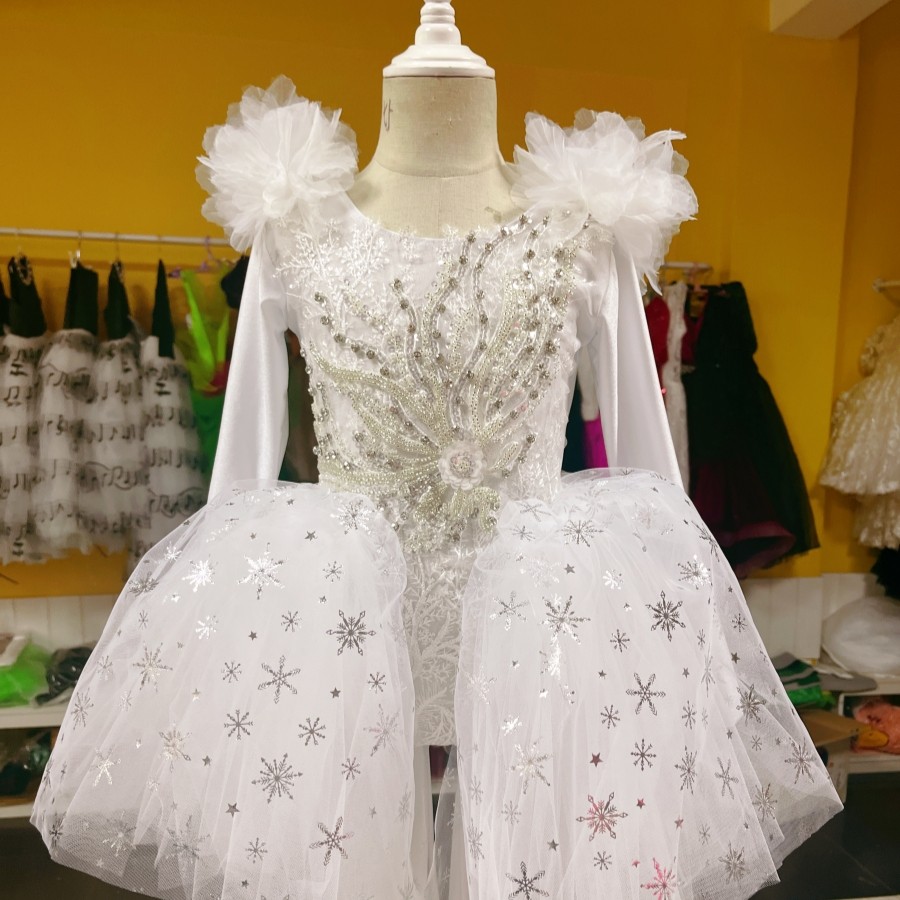 儿童圣诞节服装女童白色芭蕾裙